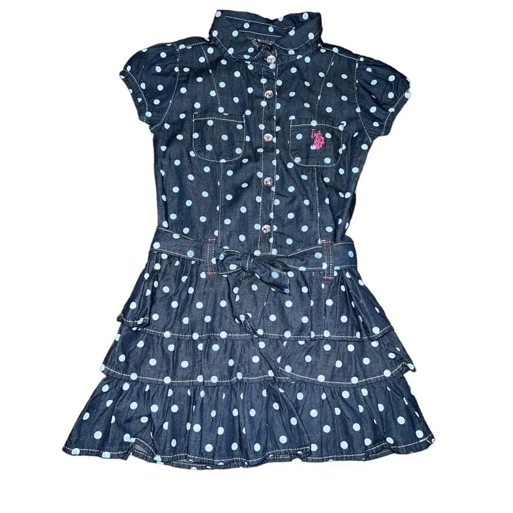 U.S. Polo Assn. dress. Polka dots with ruffle. Blue. (4)